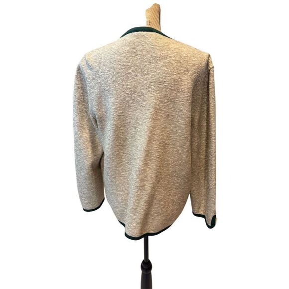 Giesswein Women's Wool Blend Sweater Jacket Size 10 Tan Green Embroidered - Picture 7 of 13